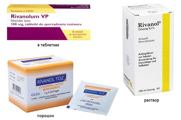 Формы выпуска Риванола: таблетки, порошок, раствор