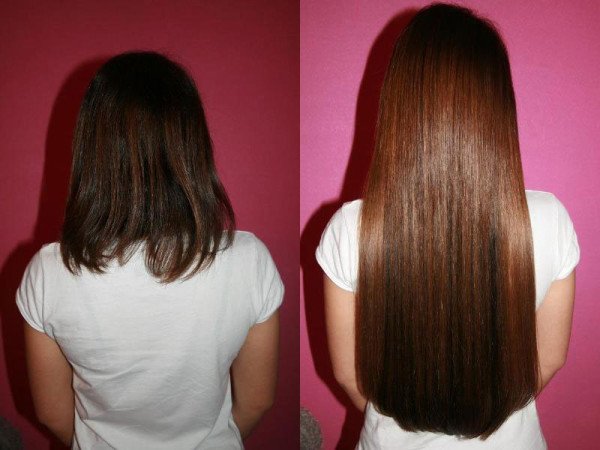 До и после наращивания волос